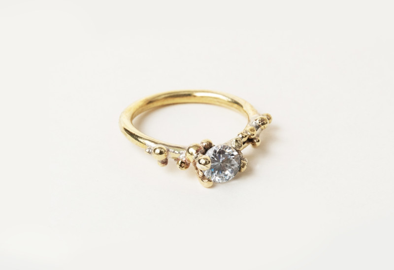 Solitaire Granulated Engagement Ring