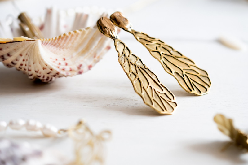 Large Maple Seeds Layered Earrings