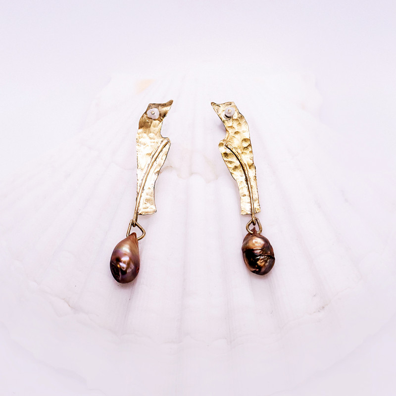 Textured Earrings with Wild Pearls