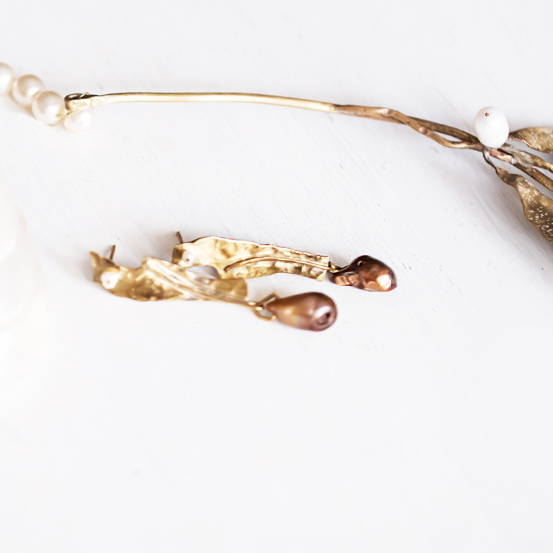 Textured Earrings with Wild Pearls