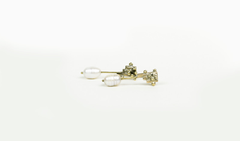 White Pearls Granulated Drop Earrings