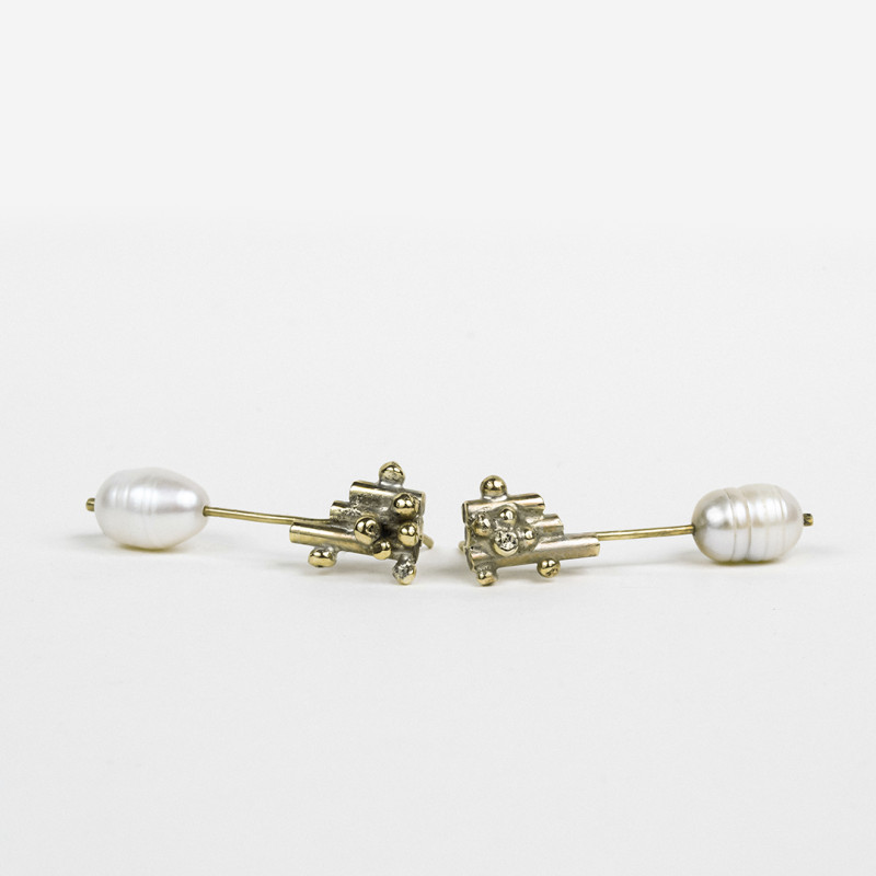 White Pearls Granulated Drop Earrings