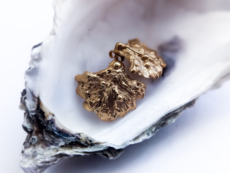 Sculptural Gold Leaf Earrings