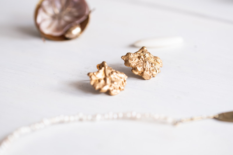 Sculptural Gold Leaf Earrings