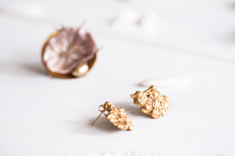 Sculptural Gold Leaf Earrings