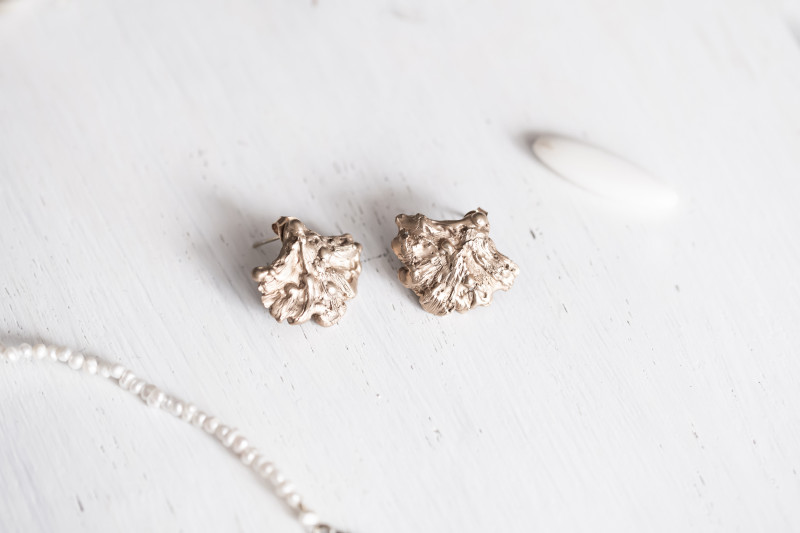 Sculptural Gold Leaf Earrings