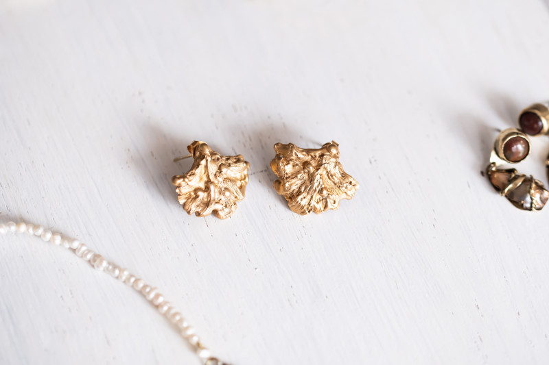 Sculptural Gold Leaf Earrings