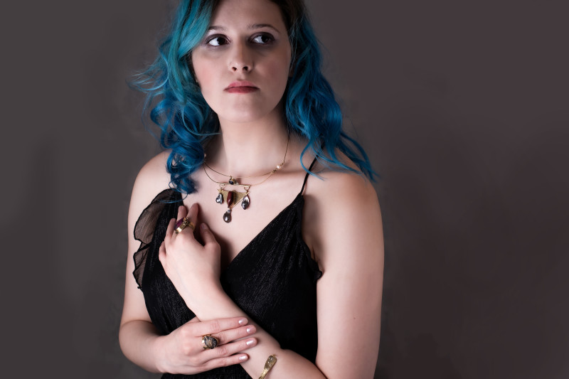 Geometric Necklace with Wild Pearls • Red Jasper • Blue Goldstone