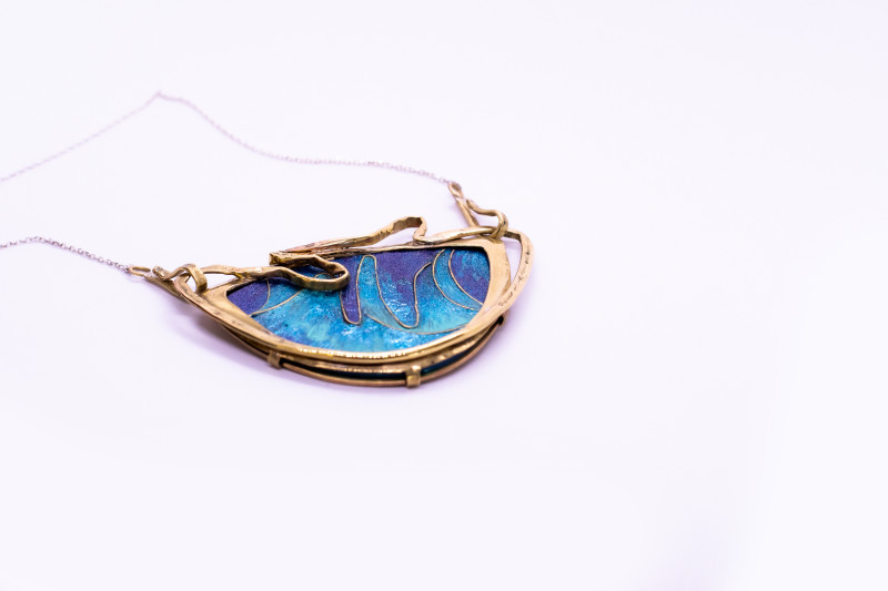Art Nouveau Painted Pendant