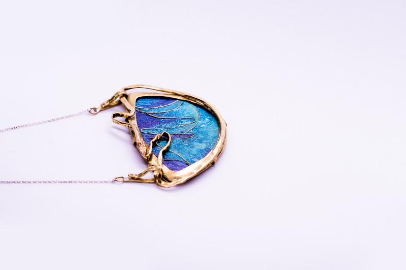 Art Nouveau Painted Pendant