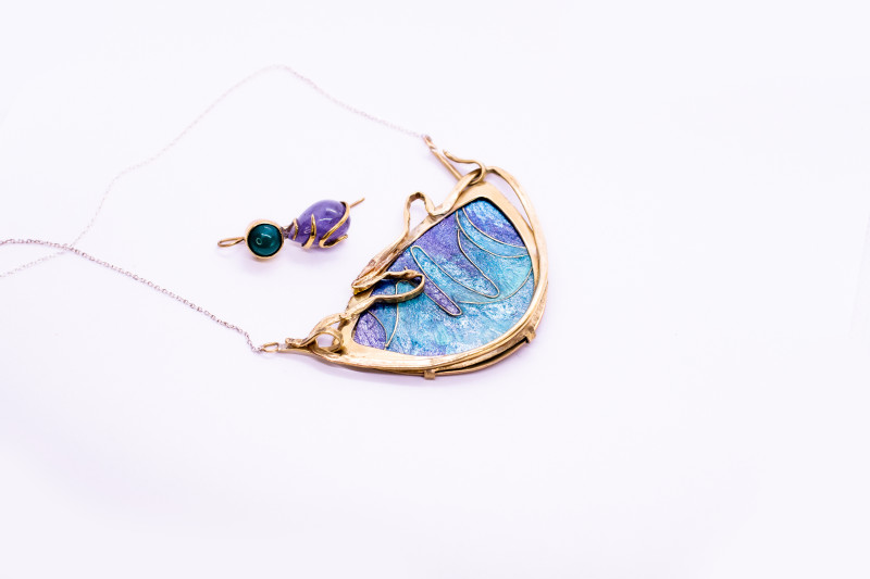 Art Nouveau Painted Pendant
