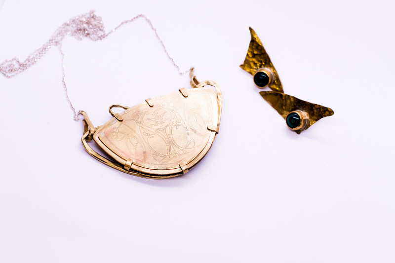 Art Nouveau Painted Pendant