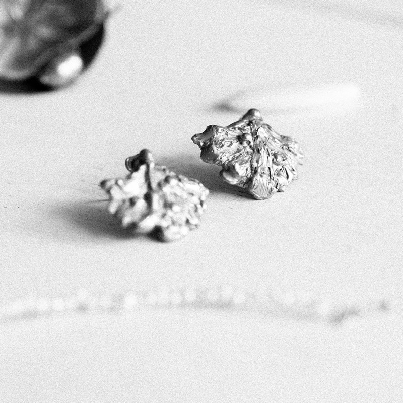 Sculptural Silver Leaf earrings