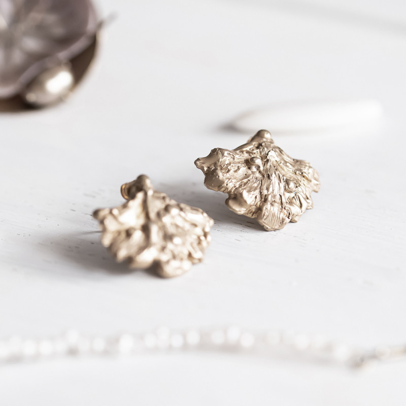 Sculptural Silver Leaf earrings