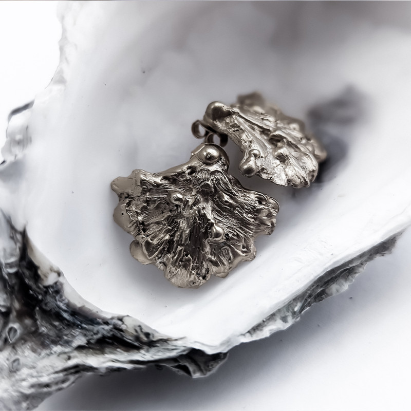 Sculptural Silver Leaf earrings