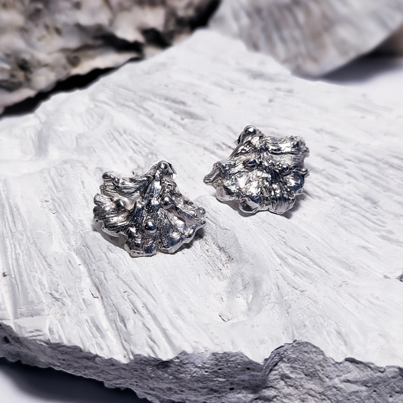 Sculptural Silver Leaf earrings