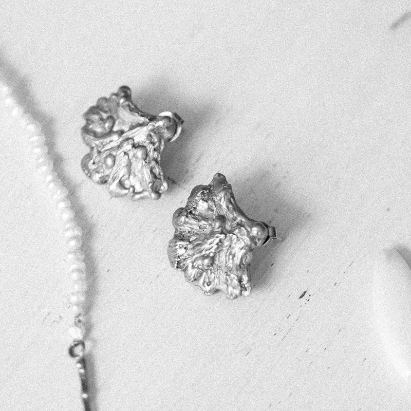 Sculptural Silver Leaf earrings