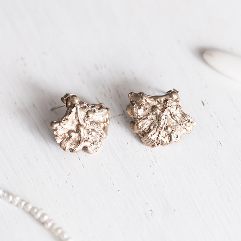 Sculptural Silver Leaf earrings