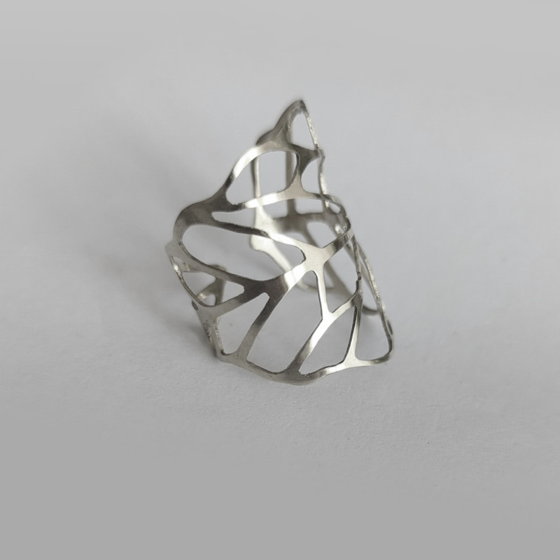 Leaf Ring With Agate Setting
