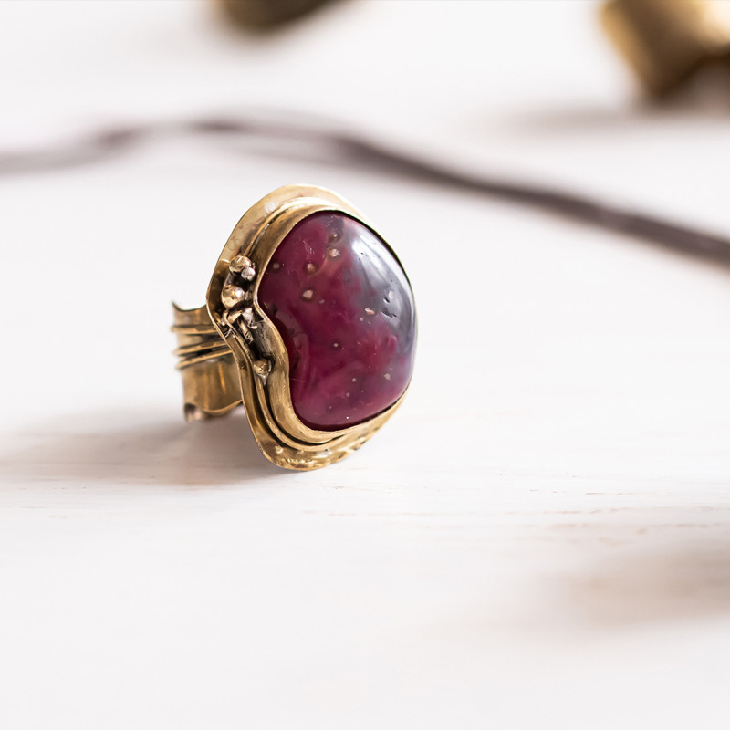 Intense Pink Agate Ring