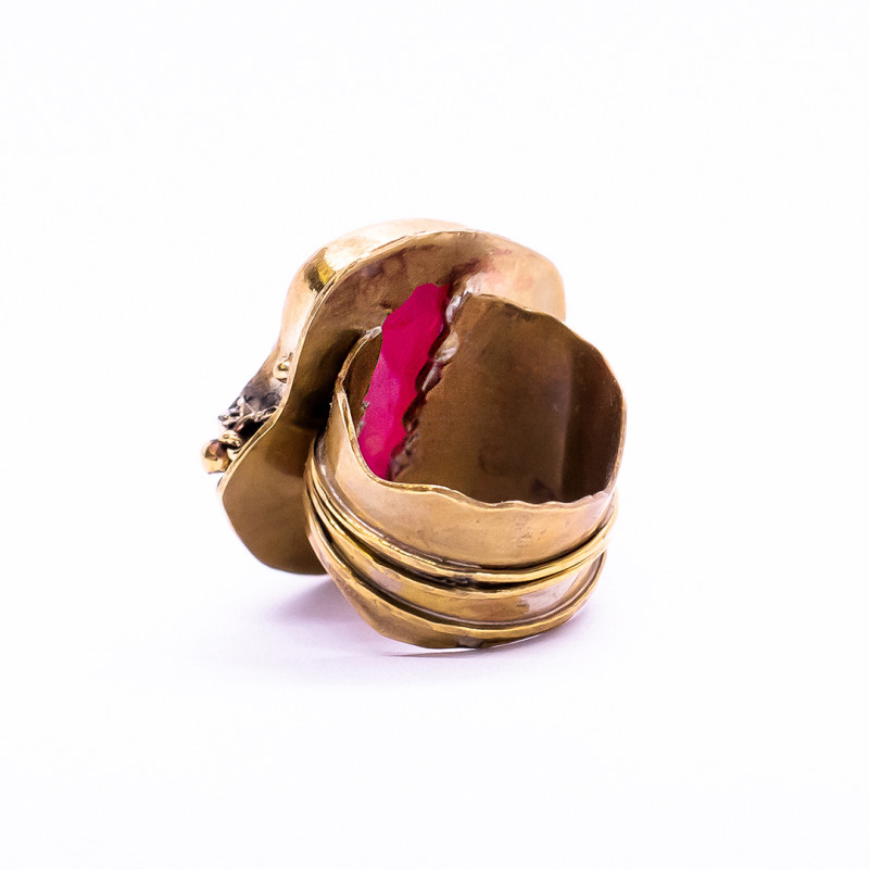 Intense Pink Agate Ring