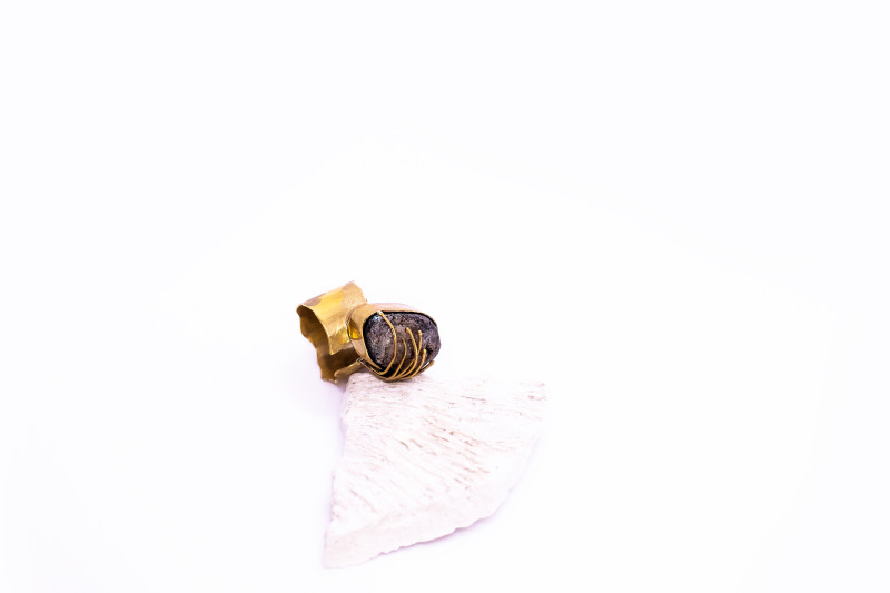 Band Ring with Hugged Stone