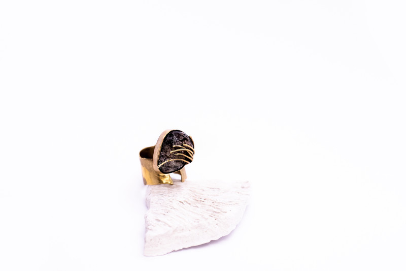 Band Ring with Hugged Stone