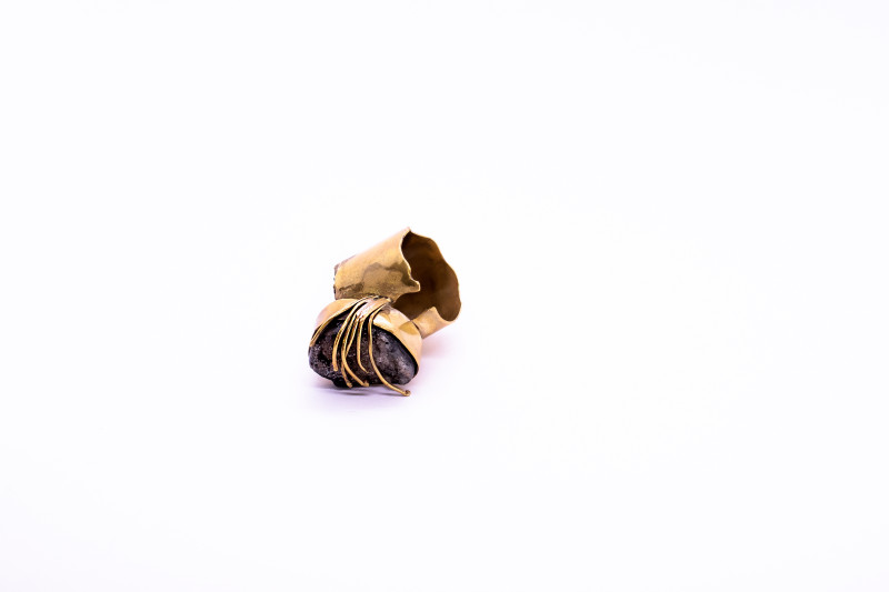 Band Ring with Hugged Stone